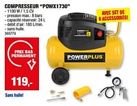 Promotions Powerplus compresseur powx1730 - Powerplus - Valide de 05/06/2024 à 16/06/2024 chez Hubo