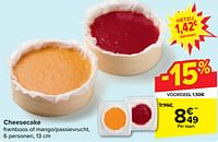 Promoties Cheesecake framboos of mango-passievrucht - Huismerk - Carrefour  - Geldig van 05/06/2024 tot 17/06/2024 bij Carrefour