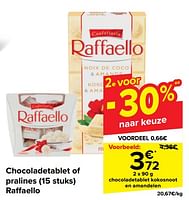 Promoties Raffaello chocoladetablet kokosnoot en amandelen - Ferrero - Geldig van 05/06/2024 tot 17/06/2024 bij Carrefour