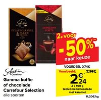 Promoties Tablet melkchocolade met karamel - Huismerk - Carrefour  - Geldig van 05/06/2024 tot 17/06/2024 bij Carrefour