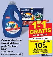 Promoties Vloeibaar wasmiddel platinum - Dash - Geldig van 05/06/2024 tot 17/06/2024 bij Carrefour