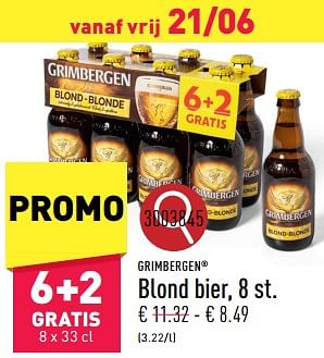 Promoties Blond bier - Grimbergen - Geldig van 17/06/2024 tot 22/06/2024 bij Aldi