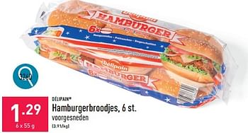 Promoties Hamburgerbroodjes - Delipain - Geldig van 17/06/2024 tot 23/06/2024 bij Aldi
