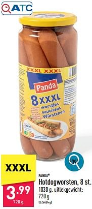 Promoties Hotdogworsten - Panda - Geldig van 19/06/2024 tot 23/06/2024 bij Aldi