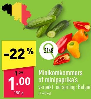 Promoties Minikomkommers of minipaprika’s - Huismerk - Aldi - Geldig van 17/06/2024 tot 23/06/2024 bij Aldi