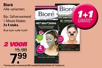 Promoties Zelfverwarmend 1 minute masker - Bioré  - Geldig van 29/05/2024 tot 15/06/2024 bij De Online Drogist