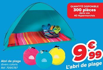 Promotions Abri de plage - Produit maison - Carrefour  - Valide de 05/06/2024 à 17/06/2024 chez Carrefour