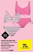 Promotions Dessus de bikini fille - Tex - Valide de 05/06/2024 à 17/06/2024 chez Carrefour