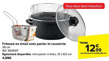 Promotions Friteuse en émail avec panier et couvercle - Produit maison - Carrefour  - Valide de 05/06/2024 à 17/06/2024 chez Carrefour