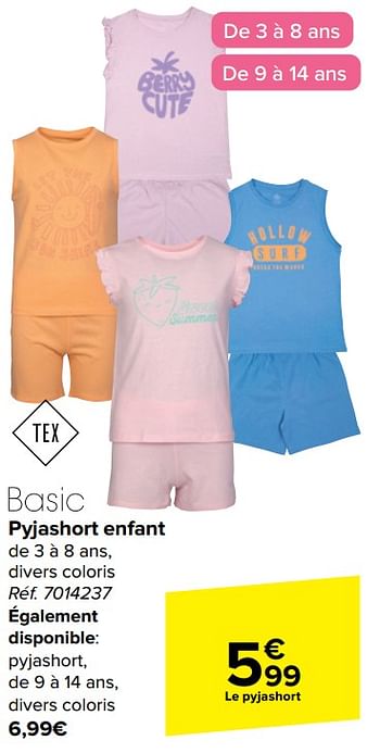 Promotions Pyjashort enfant - Tex - Valide de 05/06/2024 à 17/06/2024 chez Carrefour