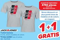 Promotions T-shirt homme - Jack & Jones - Valide de 05/06/2024 à 17/06/2024 chez Carrefour