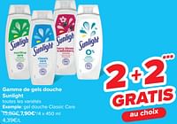 Promotions Gel douche classic care - Sunlight - Valide de 05/06/2024 à 17/06/2024 chez Carrefour
