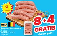 Promotions Saucisses de porc-boeuf - Produit maison - Carrefour  - Valide de 05/06/2024 à 17/06/2024 chez Carrefour