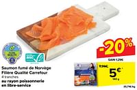 Promotions Saumon fumé de norvège filière qualité carrefour - Produit maison - Carrefour  - Valide de 05/06/2024 à 17/06/2024 chez Carrefour