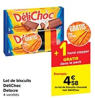 Promotions Le lot de biscuits chocolat noir délichoc - Delacre - Valide de 05/06/2024 à 17/06/2024 chez Carrefour