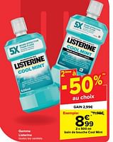 Promotions Bain de bouche cool mint - Listerine - Valide de 05/06/2024 à 17/06/2024 chez Carrefour