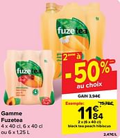 Promotions Black tea peach hibiscus - FuzeTea - Valide de 05/06/2024 à 17/06/2024 chez Carrefour