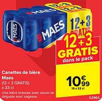 Promotions Canettes de bière maes - Maes - Valide de 05/06/2024 à 17/06/2024 chez Carrefour