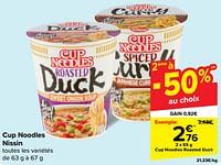 Promotions Cup noodles roasted duck - Nissin - Valide de 05/06/2024 à 17/06/2024 chez Carrefour