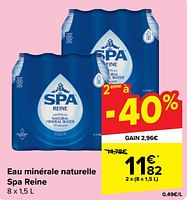 Promotions Eau minérale naturelle spa reine - Spa - Valide de 05/06/2024 à 17/06/2024 chez Carrefour
