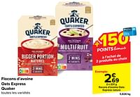 Promotions Flocons d’avoine oats express nature - Quaker - Valide de 05/06/2024 à 17/06/2024 chez Carrefour