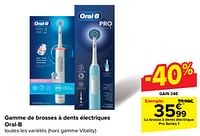 Promotions La brosse à dents électrique pro series 1 - Oral-B - Valide de 05/06/2024 à 17/06/2024 chez Carrefour