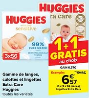 Promotions Lingettes extra care - Huggies - Valide de 05/06/2024 à 17/06/2024 chez Carrefour