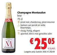 Promoties Champagne montaudon brut - Champagne - Geldig van 05/06/2024 tot 18/06/2024 bij Colruyt