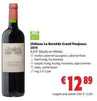 Promoties Château la bernède grand poujeaux 2019 a.o.p. moulis-en-médoc - Rode wijnen - Geldig van 05/06/2024 tot 18/06/2024 bij Colruyt