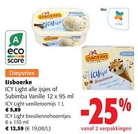 Promoties Ijsboerke icy light alle ijsjes of subimba vanille - Ijsboerke - Geldig van 05/06/2024 tot 18/06/2024 bij Colruyt