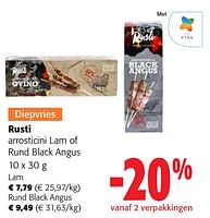 Promoties Rusti arrosticini lam of rund black angus - Rusti - Geldig van 05/06/2024 tot 18/06/2024 bij Colruyt