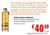 Promoties Radermacher lambertus premium belgian single malt whisky 5 years sauternes cask finish - Radermacher - Geldig van 05/06/2024 tot 18/06/2024 bij Colruyt