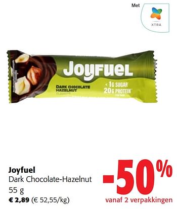 Promoties Joyfuel dark chocolate-hazelnut - Joyfuel - Geldig van 05/06/2024 tot 18/06/2024 bij Colruyt