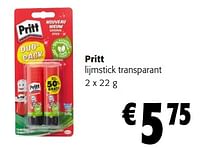 Promoties Pritt lijmstick transparant - Pritt - Geldig van 05/06/2024 tot 18/06/2024 bij Colruyt