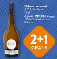 Promoties Château lansade wit a.o.p. bordeaux - Witte wijnen - Geldig van 05/06/2024 tot 18/06/2024 bij OKay