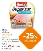 Promoties Herta superieur - 25 % zout 3 sneden - Herta - Geldig van 05/06/2024 tot 18/06/2024 bij OKay