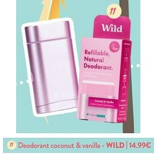 Promoties Deodorant coconut + vanilla wild - Wild - Geldig van 05/06/2024 tot 18/06/2024 bij DI