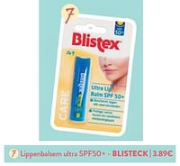 Promoties Lippenbalsem ultra spf50+ blisteck - Blistex - Geldig van 05/06/2024 tot 18/06/2024 bij DI