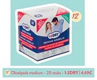 Promoties Okselpads medium 1-2dry - 1-2 Dry - Geldig van 05/06/2024 tot 18/06/2024 bij DI