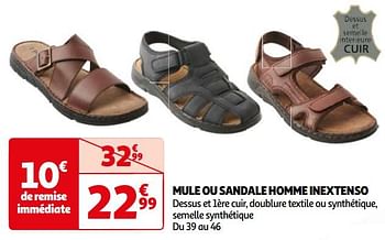 Promoties Mule ou sandale homme inextenso - Inextenso - Geldig van 11/06/2024 tot 17/06/2024 bij Auchan