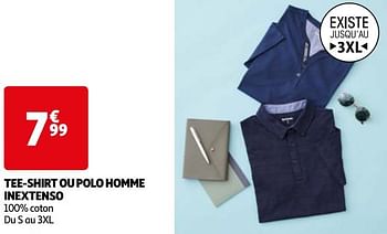 Promoties Tee-shirt ou polo homme inextenso - Inextenso - Geldig van 11/06/2024 tot 17/06/2024 bij Auchan