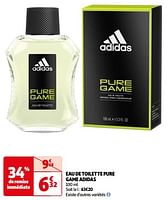 Promoties Eau de toilette pure game adidas - Adidas - Geldig van 11/06/2024 tot 17/06/2024 bij Auchan