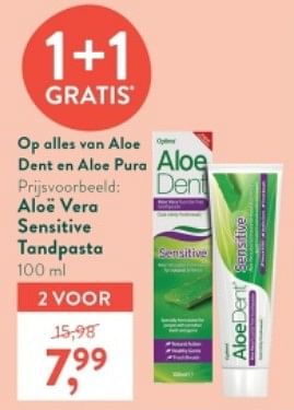 Promoties Aloë vera sensitive tandpasta - AloeDent - Geldig van 10/06/2024 tot 07/07/2024 bij Holland & Barret