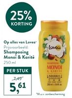 Promoties Shampooing monoï + karitè - Lovea - Geldig van 10/06/2024 tot 07/07/2024 bij Holland & Barret