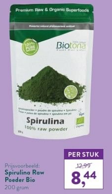 Promoties Spirulina raw poeder bio - Biotona - Geldig van 10/06/2024 tot 07/07/2024 bij Holland & Barret