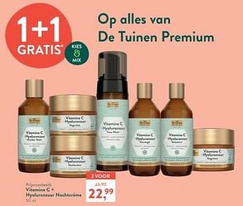 Promoties Vitamine c+ hyaluronzuur nachtcrème - De Tuinen - Geldig van 10/06/2024 tot 07/07/2024 bij Holland & Barret