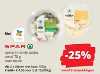Promoties Olijven met kaas - Spar - Geldig van 06/06/2024 tot 19/06/2024 bij Spar (Colruytgroup)