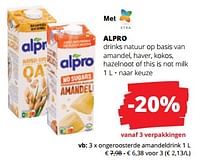 Promoties Ongeroosterde amandeldrink - Alpro - Geldig van 06/06/2024 tot 19/06/2024 bij Spar (Colruytgroup)