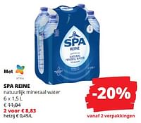 Promoties Spa reine natuurlijk mineraal water - Spa - Geldig van 06/06/2024 tot 19/06/2024 bij Spar (Colruytgroup)