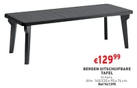Promoties Bergen uitschuifbare tafel - Huismerk - Trafic  - Geldig van 12/06/2024 tot 17/06/2024 bij Trafic